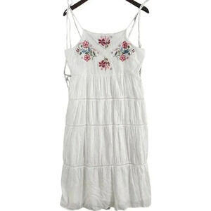 Lovers + Friends Embroidered Floral White Tunic Tank Midi Dress L